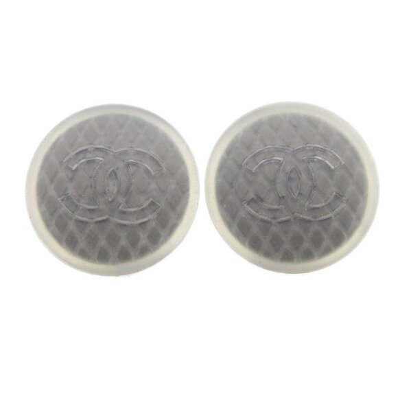 Chanel Button Earrings Clip-On Gray - Picture 1 of 5